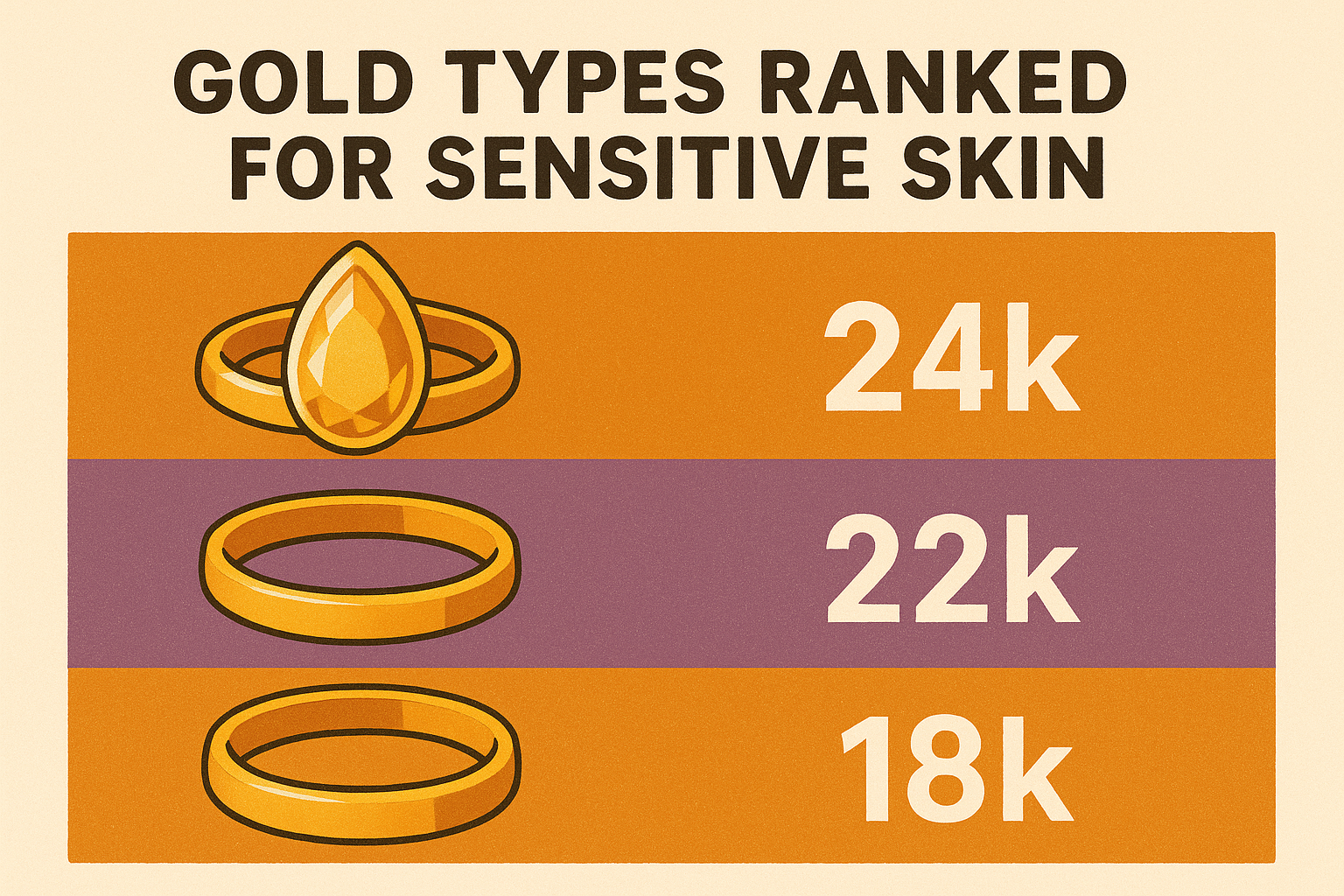 Gold types ranked for sensitive skin