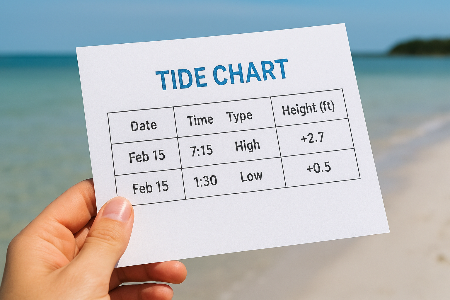 Step 2. Read high and low tide times and heights
