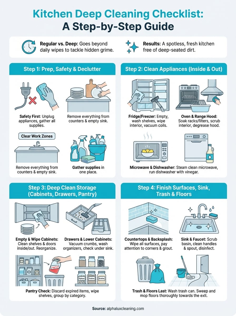 kitchen deep cleaning checklist infographic