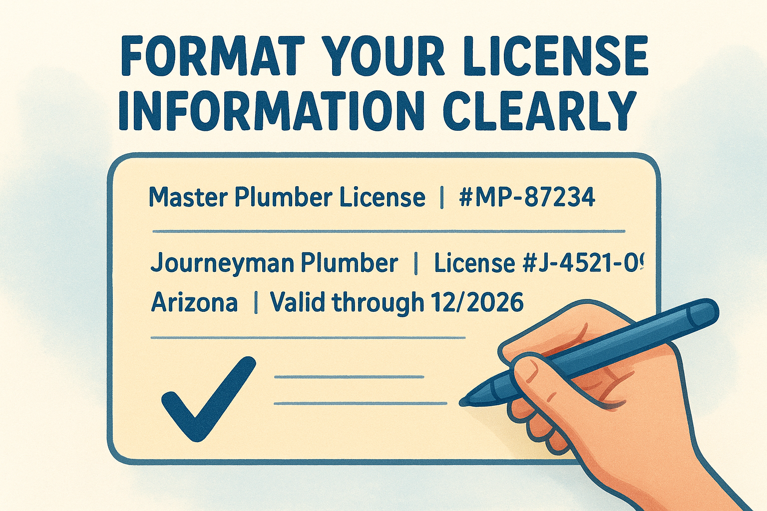 Format your license information clearly