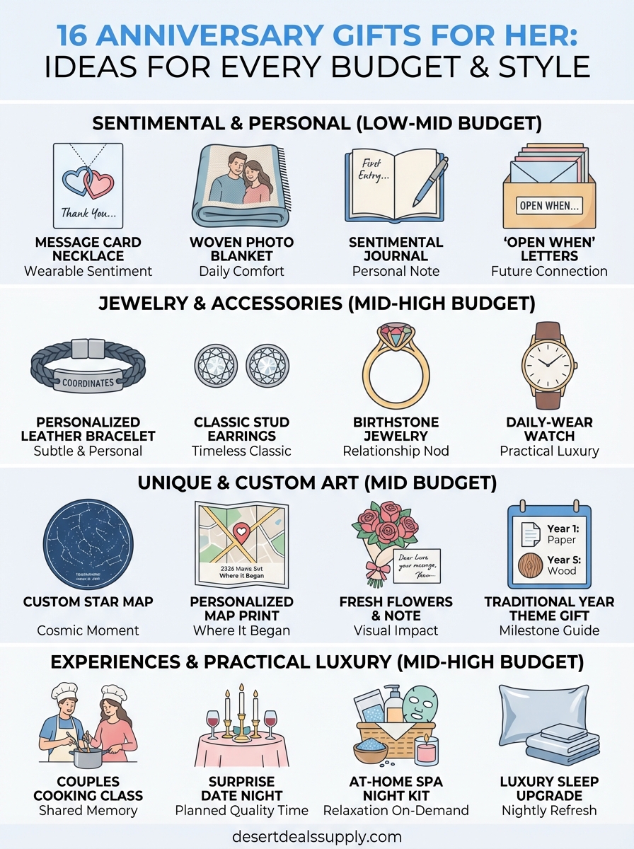 anniversary gifts for her ideas infographic