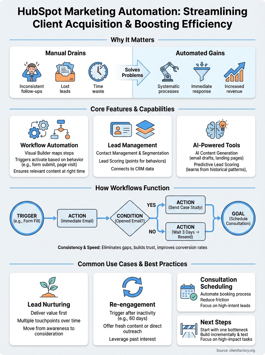 HubSpot Marketing Automation: Features, Workflows, And AI hubspot marketing automation infographic