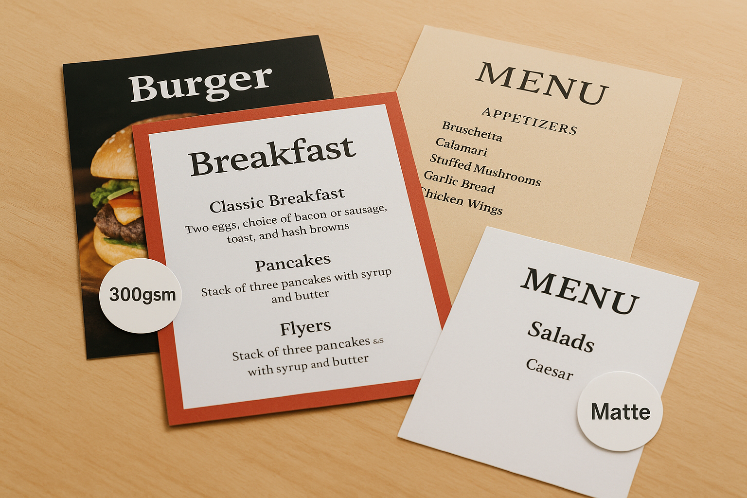 Select your paper weight and finish