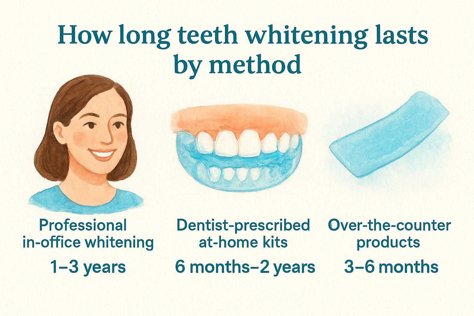 How long teeth whitening lasts by method