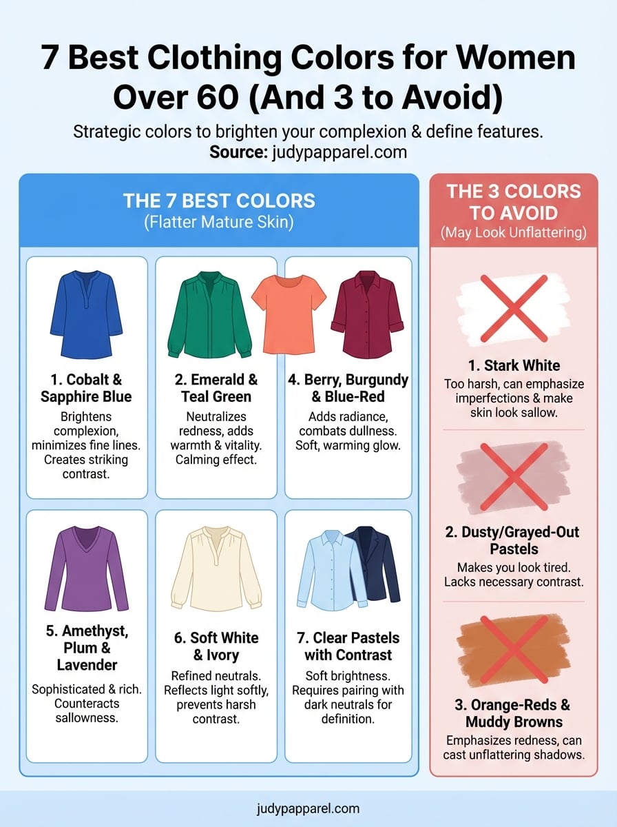 best clothing colors for women over 60 infographic