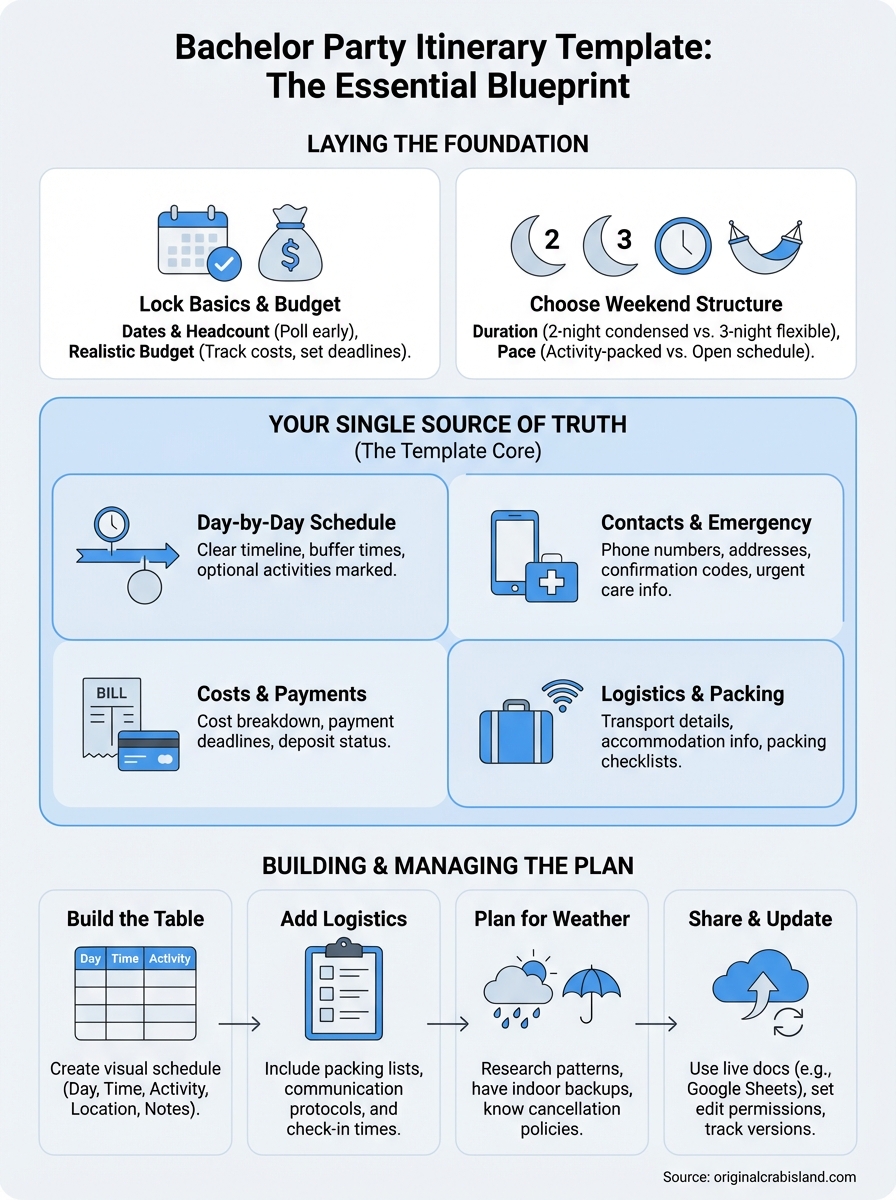 bachelor party itinerary template infographic