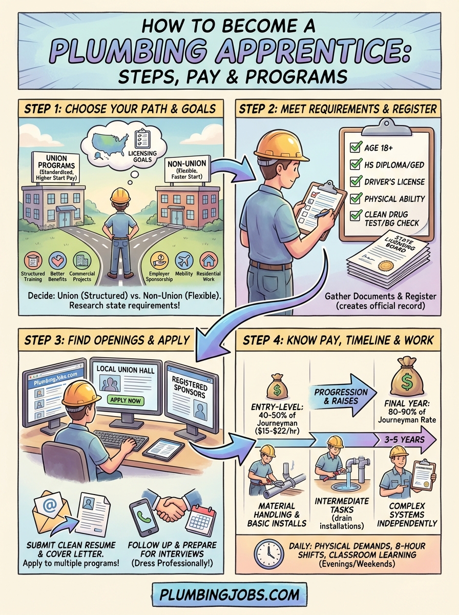 how to become a plumbing apprentice infographic