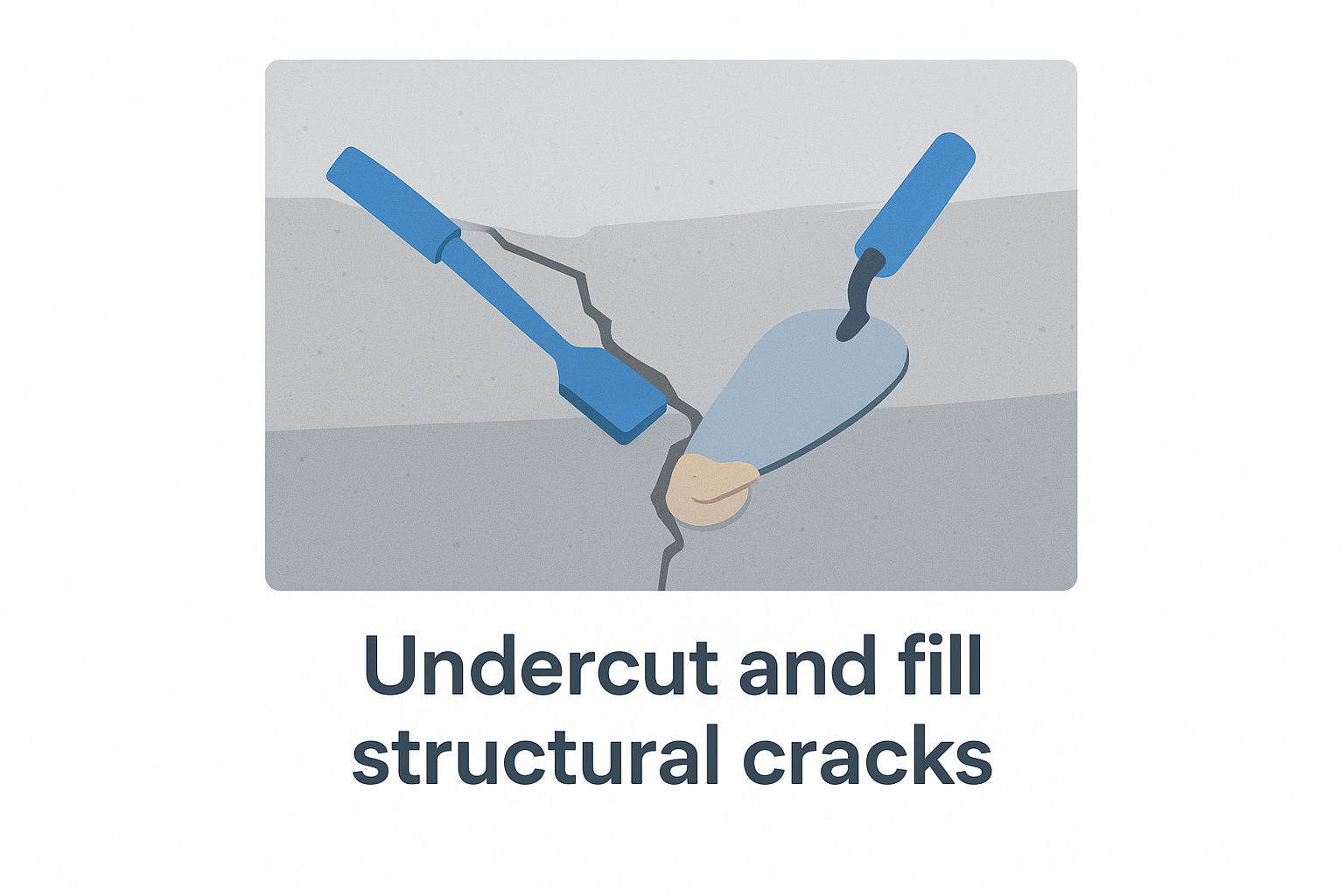 Undercut and fill structural cracks
