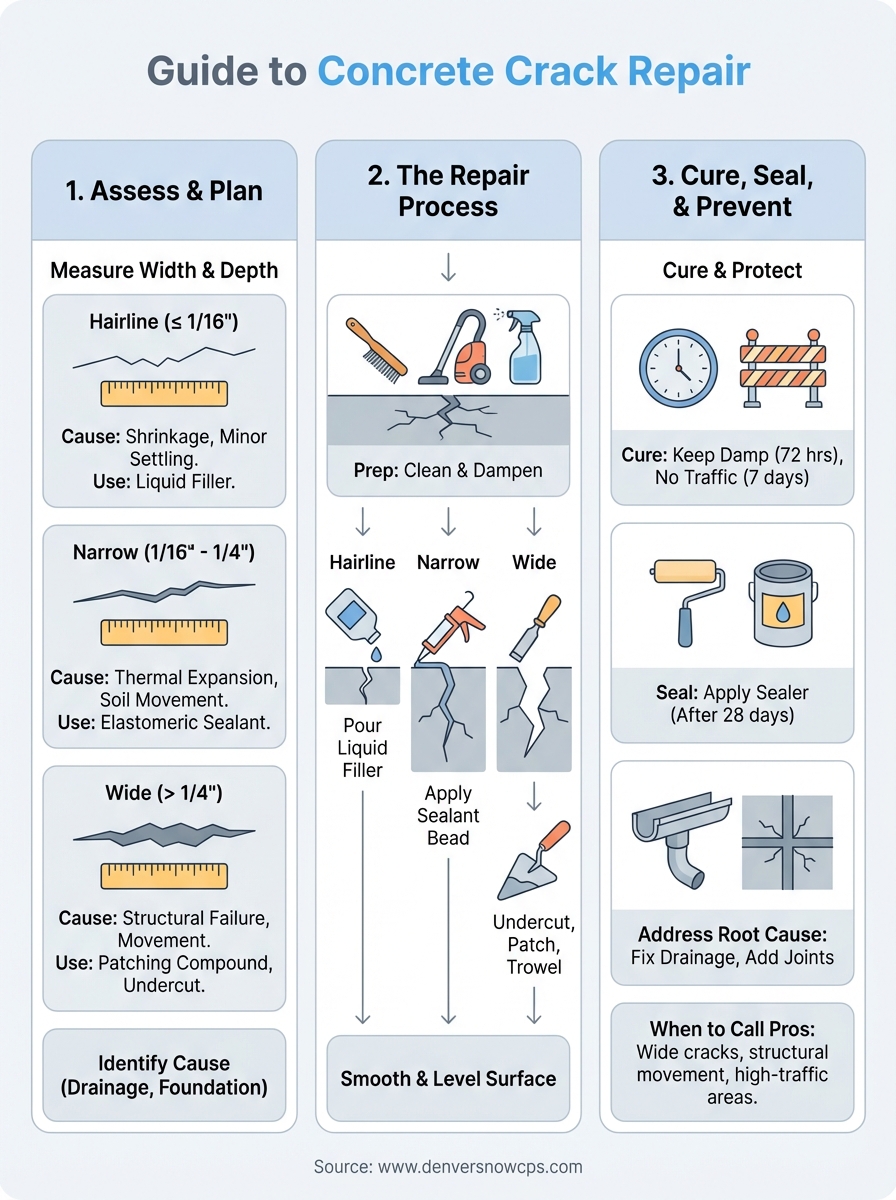 how to repair cracked concrete infographic