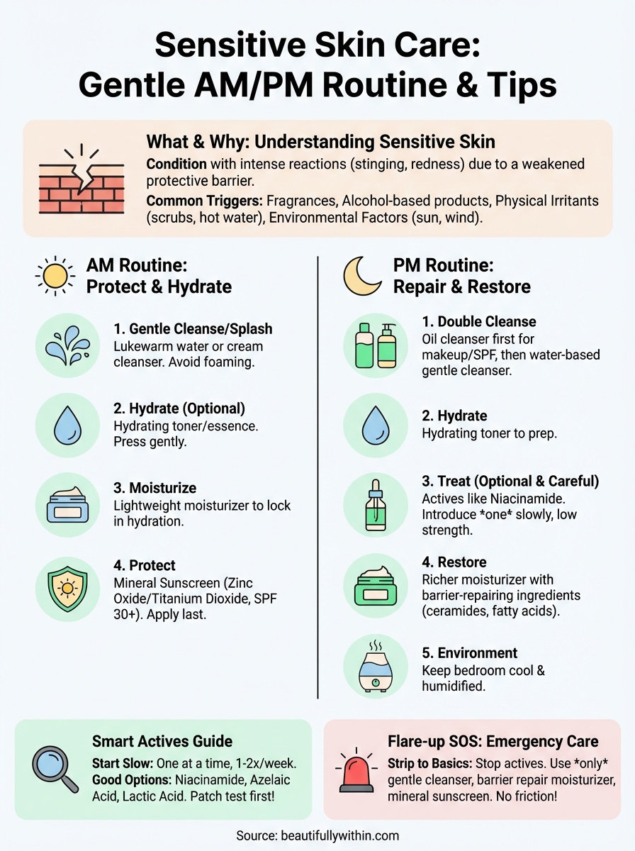 skincare routine for sensitive skin infographic