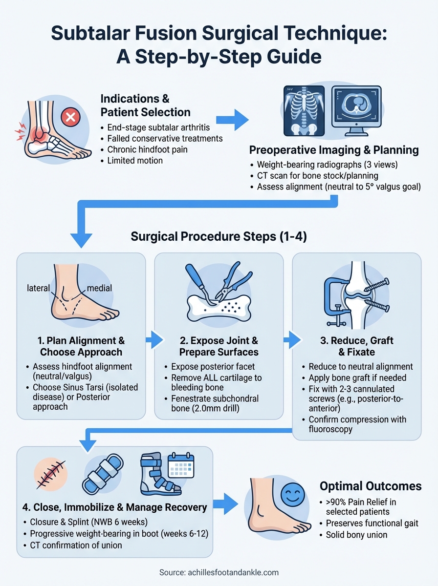 subtalar fusion surgical technique infographic