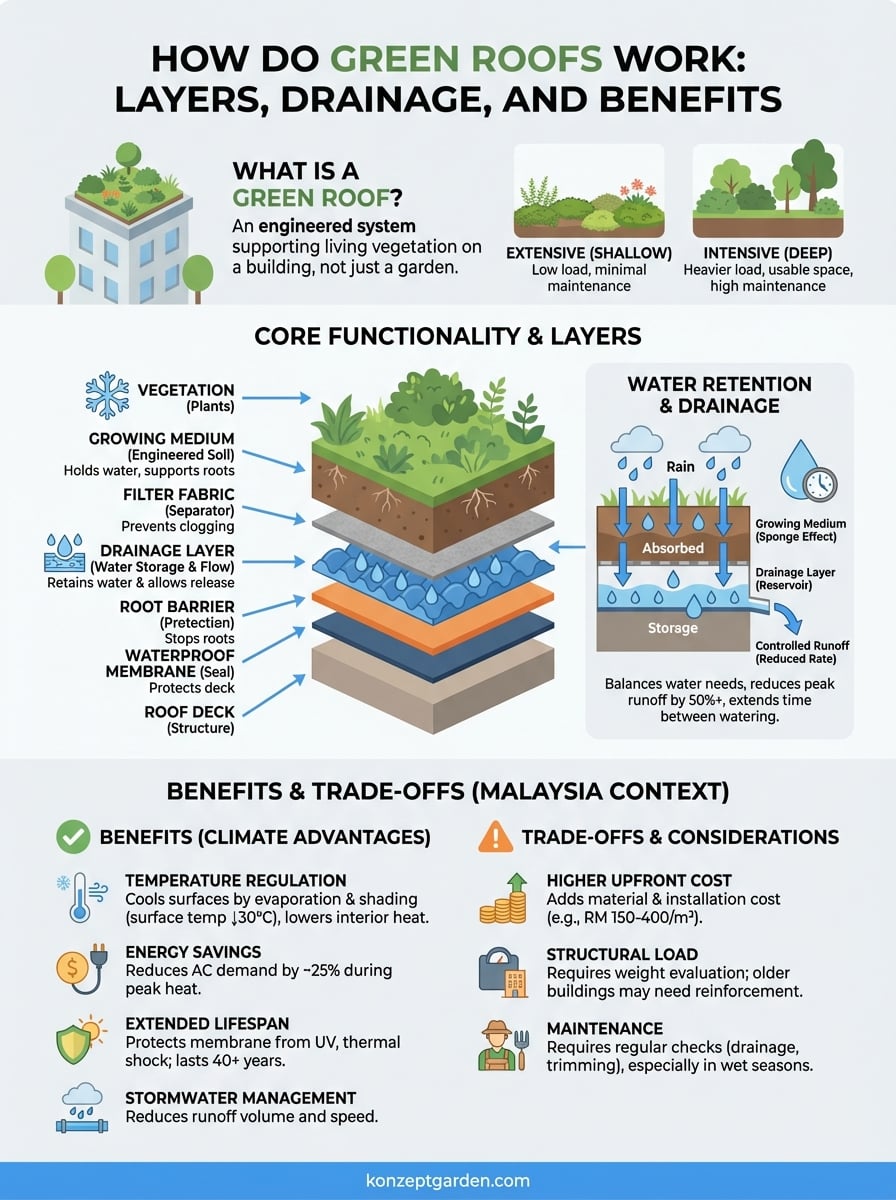 how do green roofs work infographic