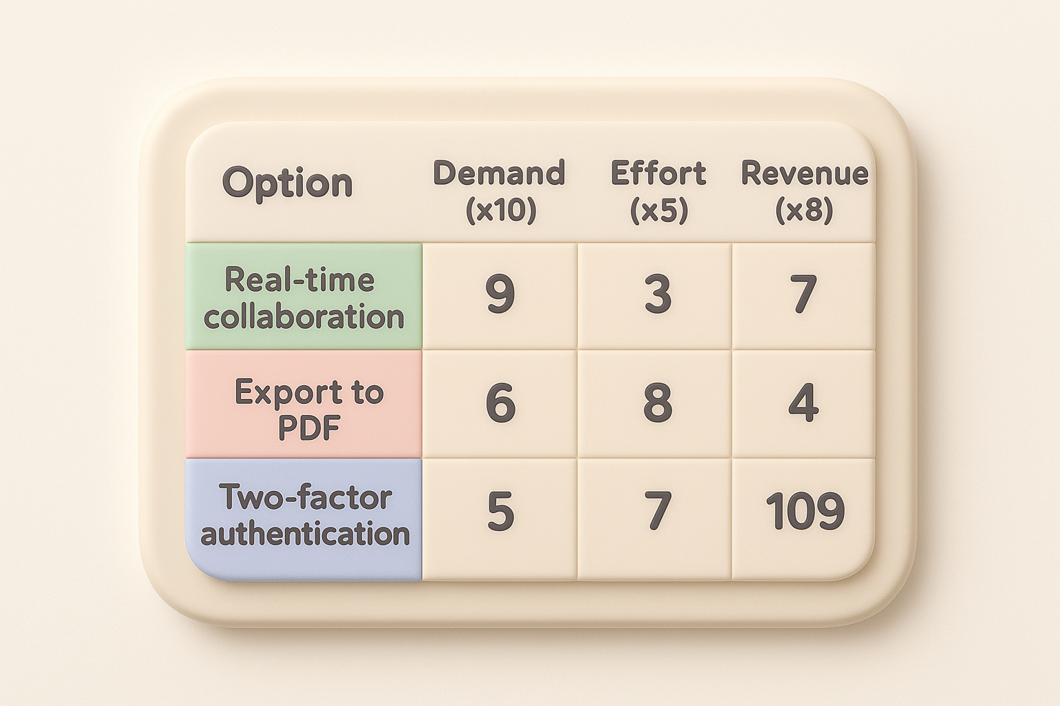 Fill in the matrix and calculate totals