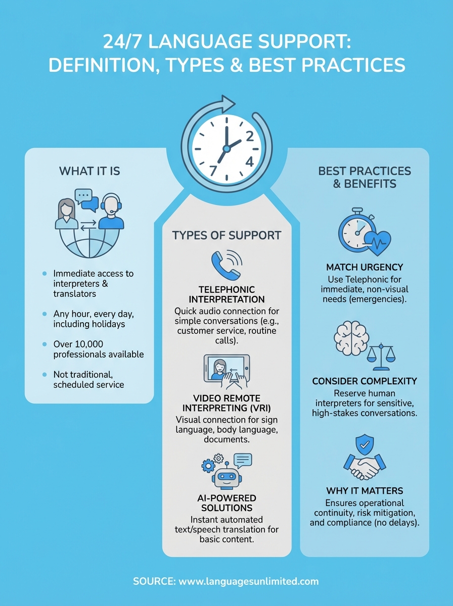 24/7 language support infographic