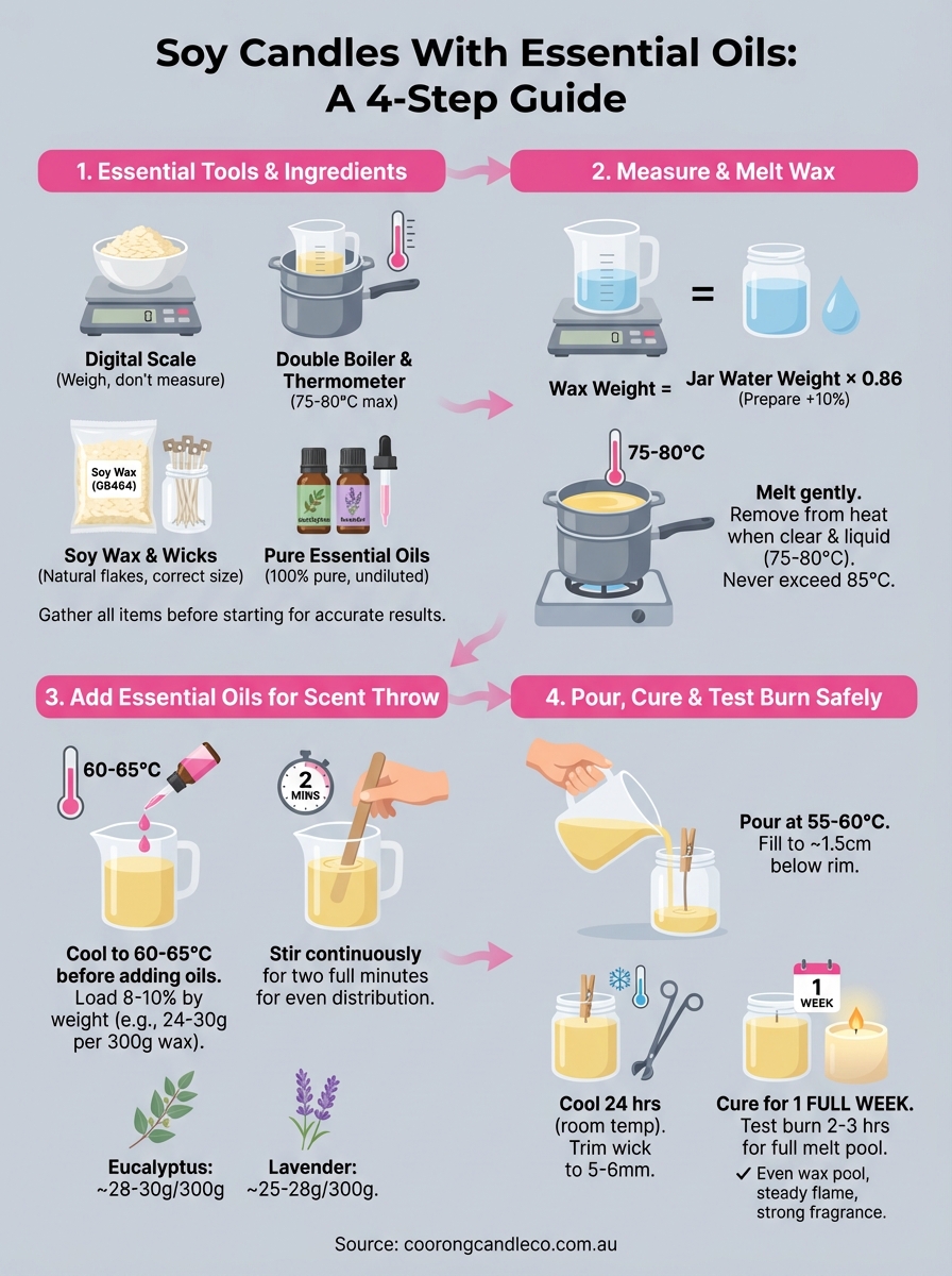 soy candles with essential oils infographic