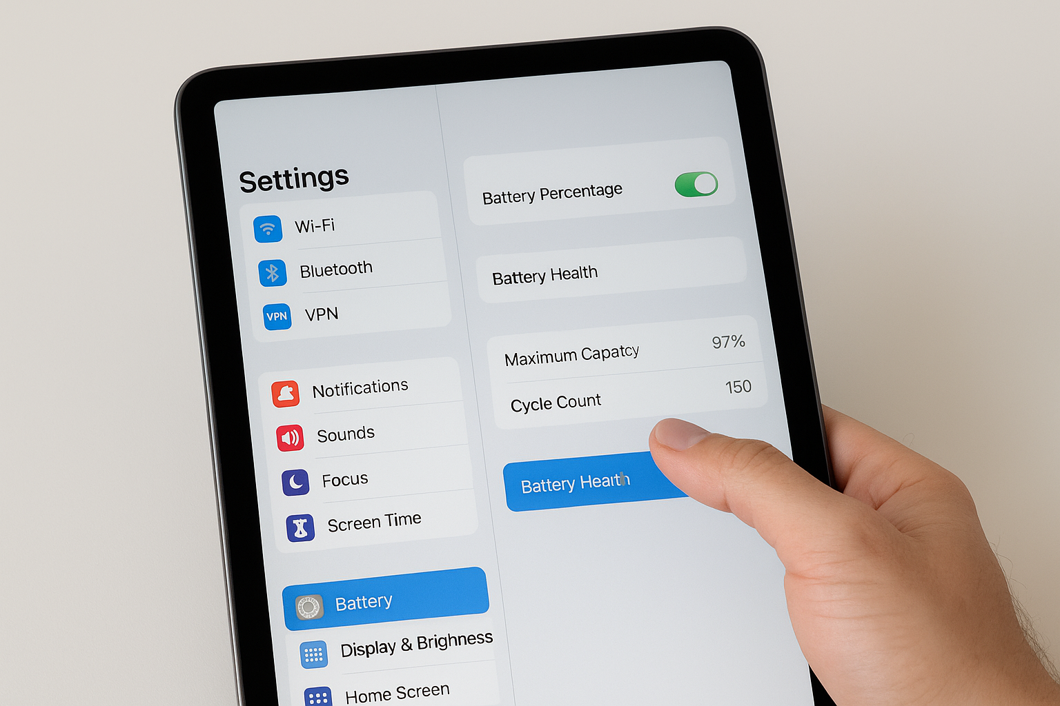 Access battery settings