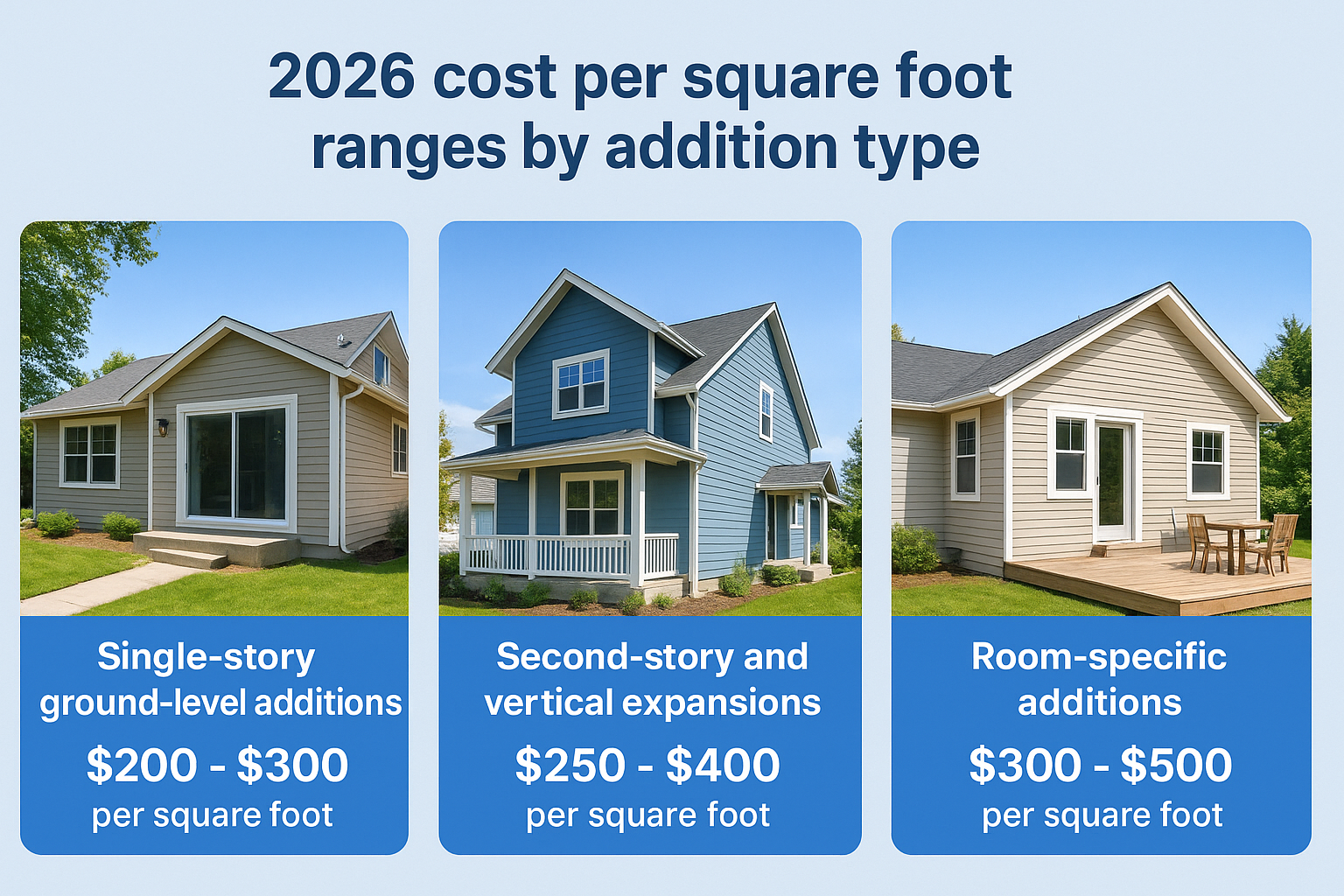 2026 cost per square foot ranges by addition type