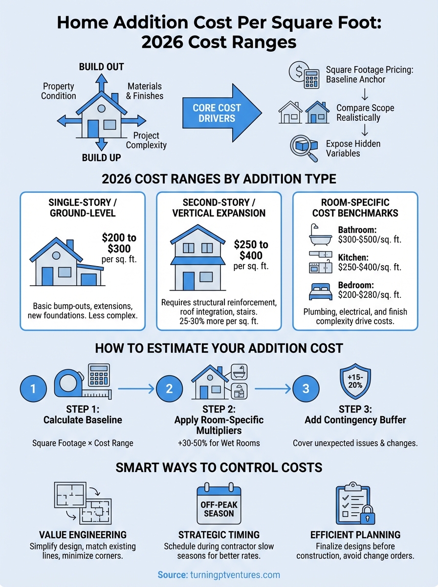 home addition cost per square foot infographic