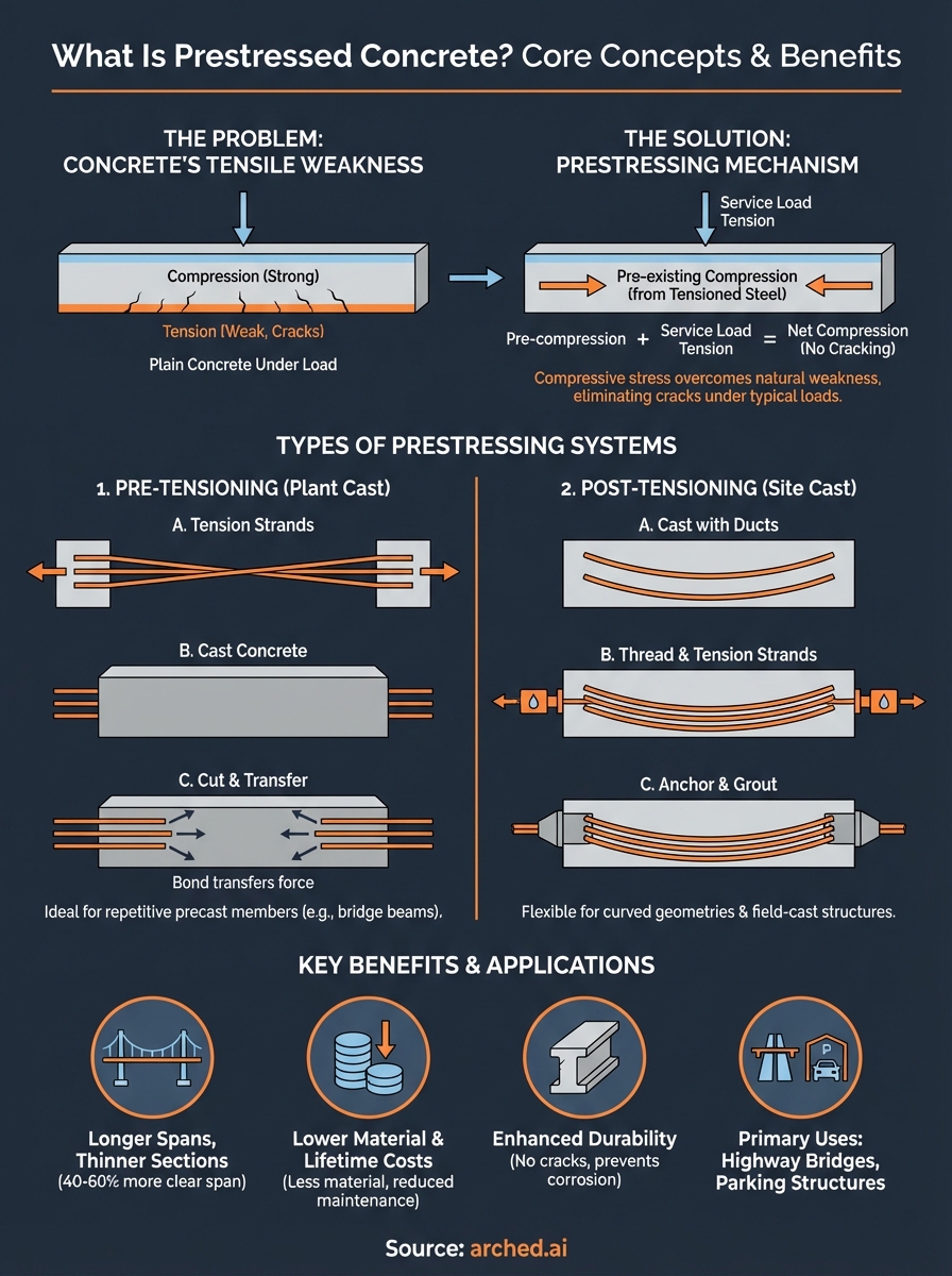 what is prestressed concrete infographic