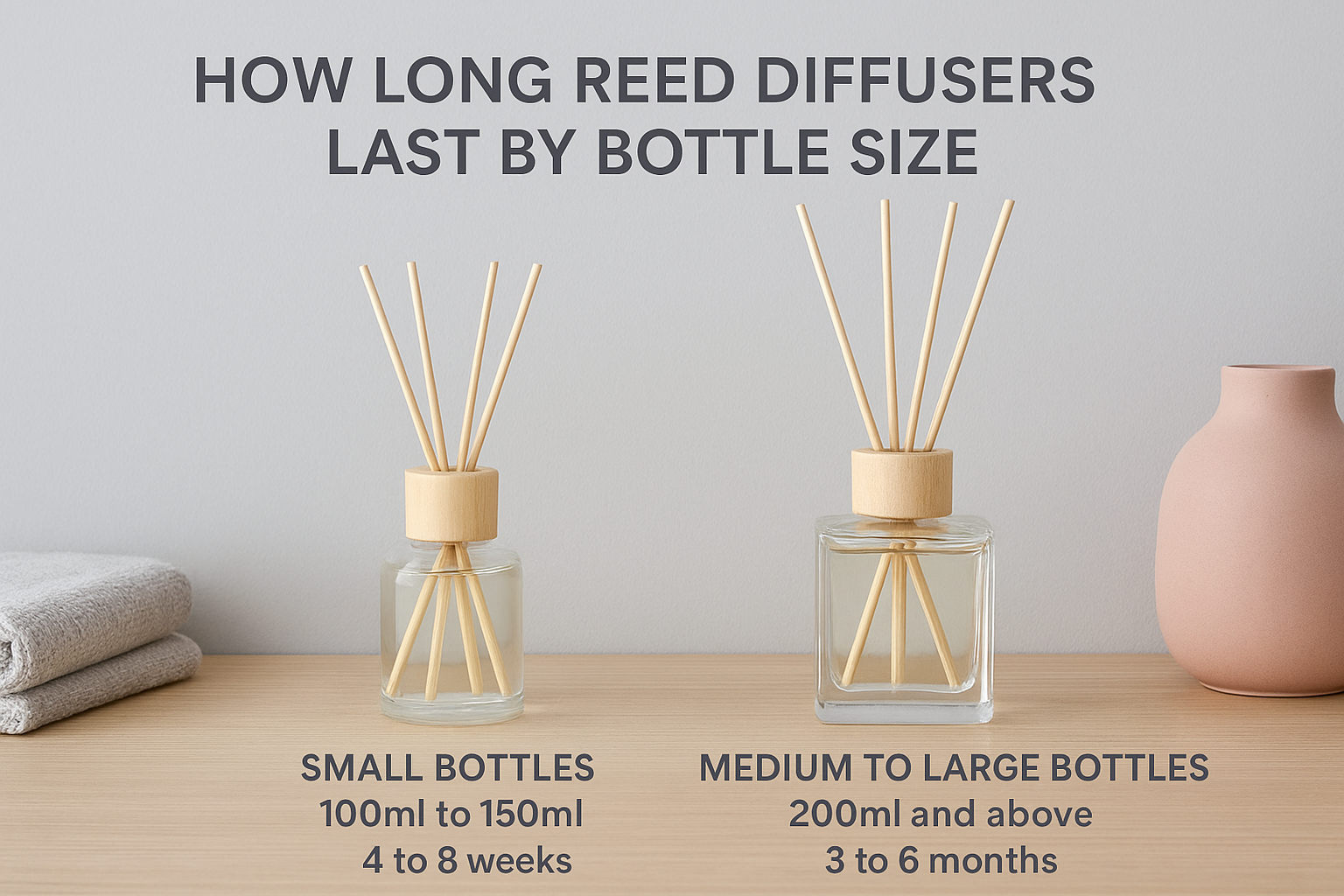 How long reed diffusers last by bottle size