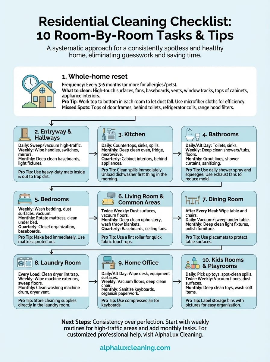 residential cleaning checklist infographic