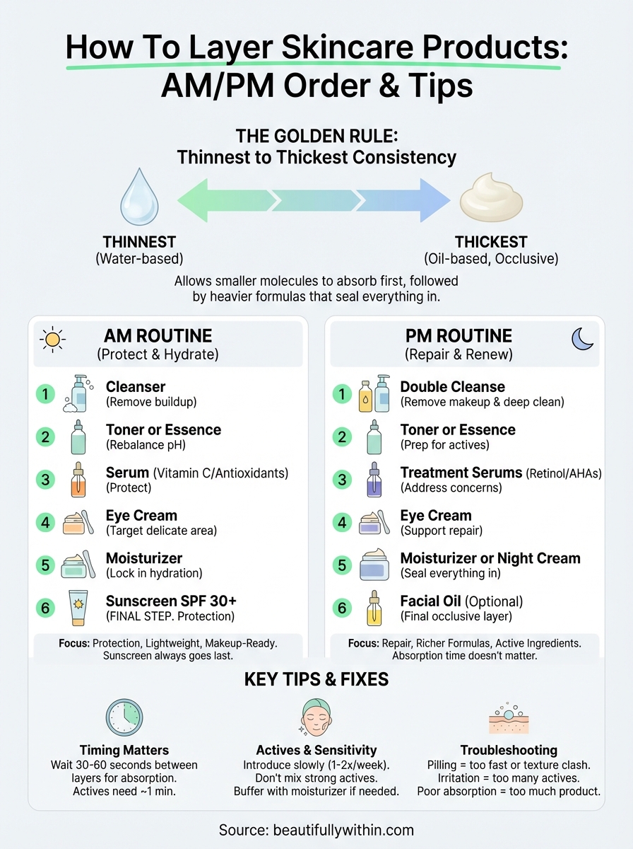 how to layer skincare products infographic