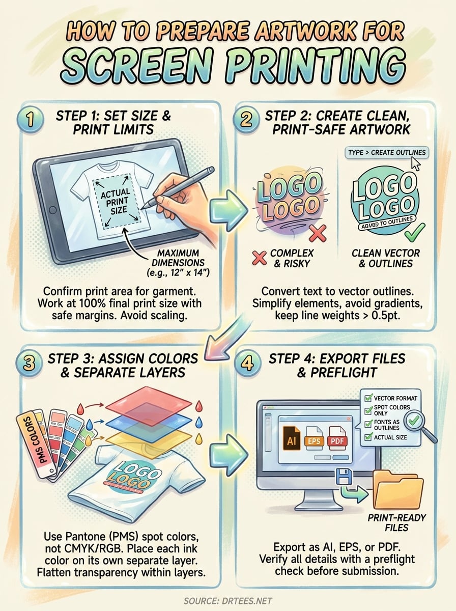 how to prepare artwork for screen printing infographic
