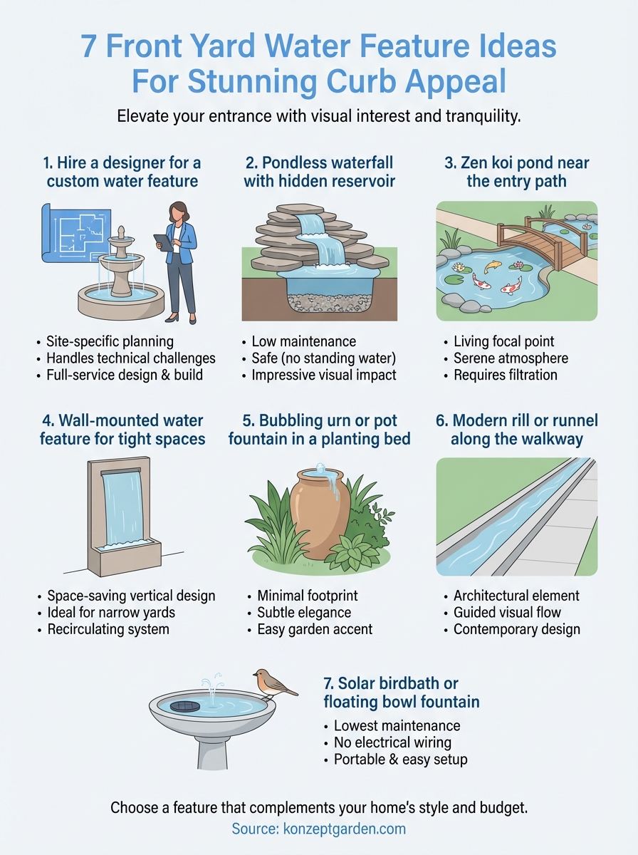 front yard water feature ideas infographic