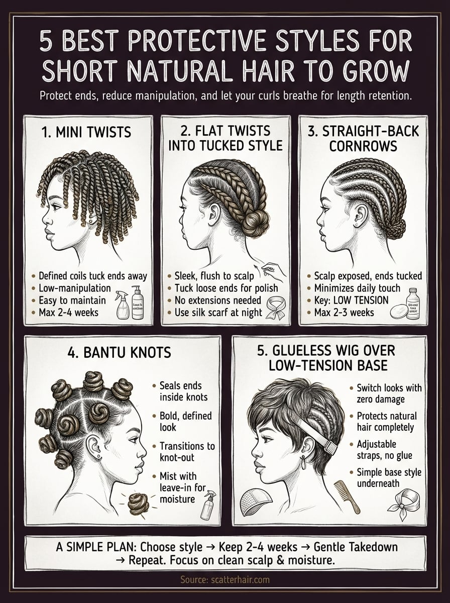 protective styles for short natural hair infographic