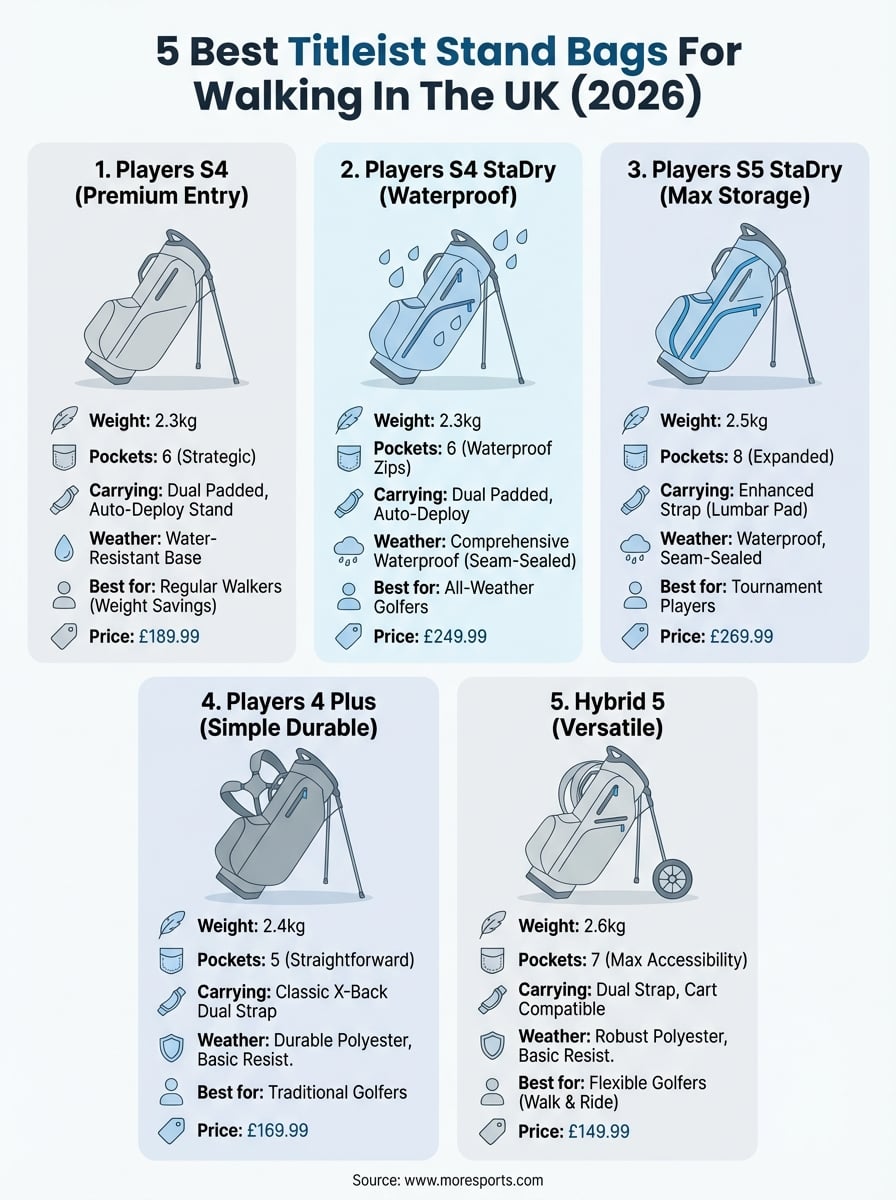 titleist stand bags infographic