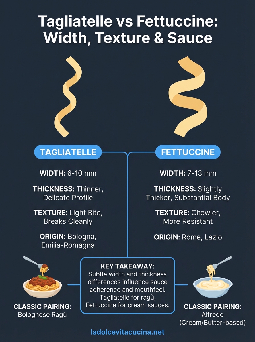difference between tagliatelle and fettuccine infographic