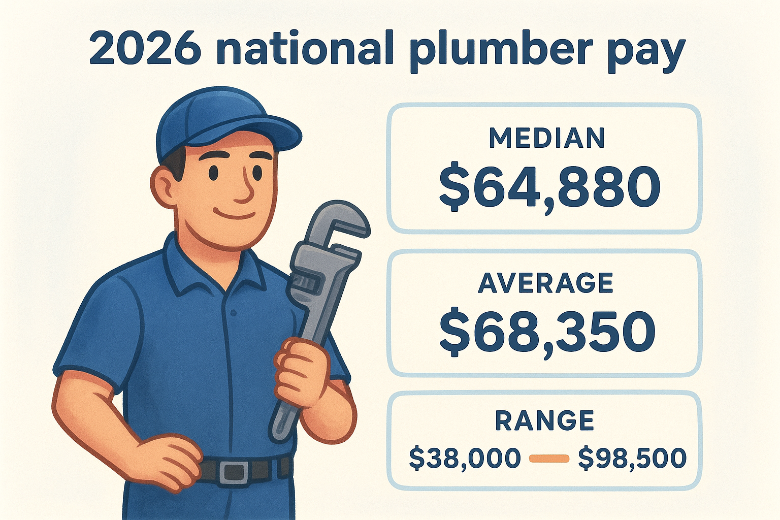 2026 national plumber pay: median, average, range