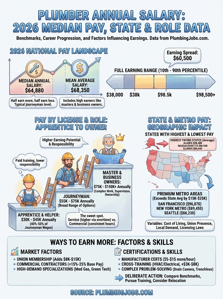 plumber annual salary infographic