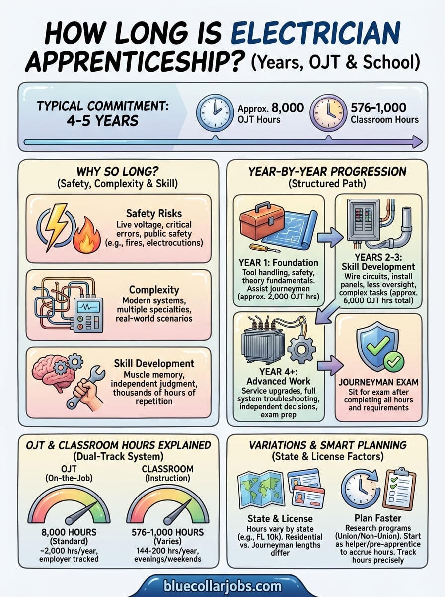 how long is electrician apprenticeship infographic