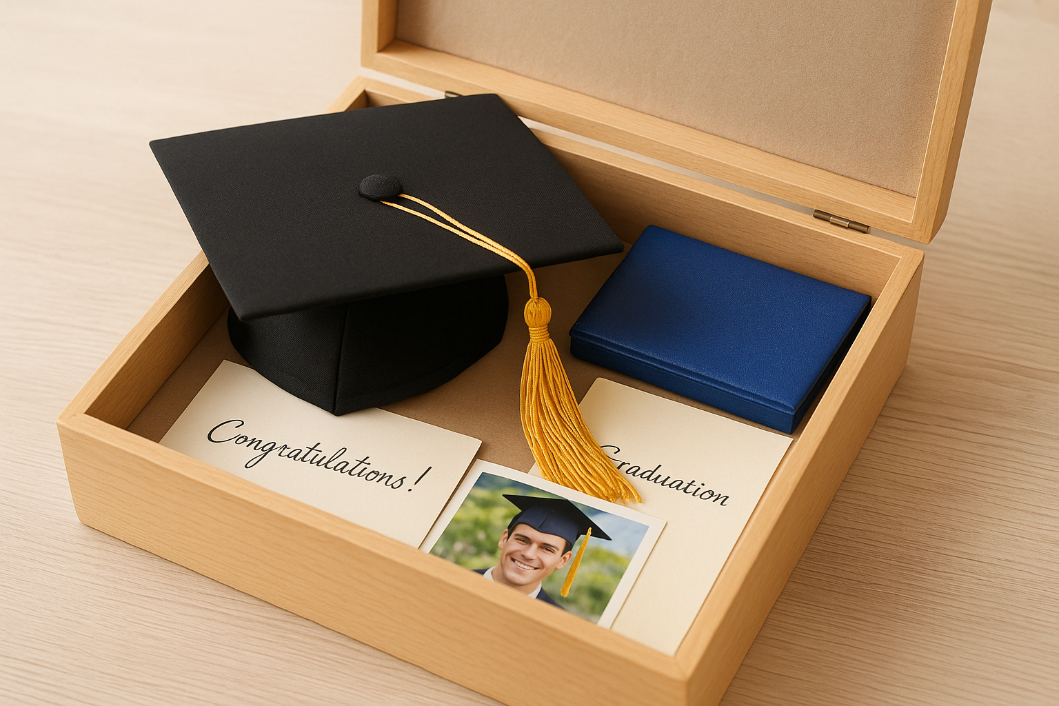 6. Keepsake box for cap, tassel, and notes