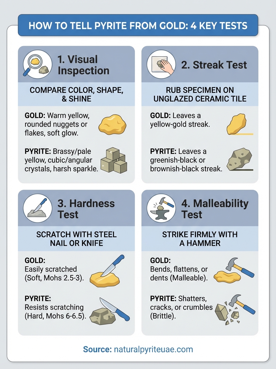 how to tell pyrite from gold infographic