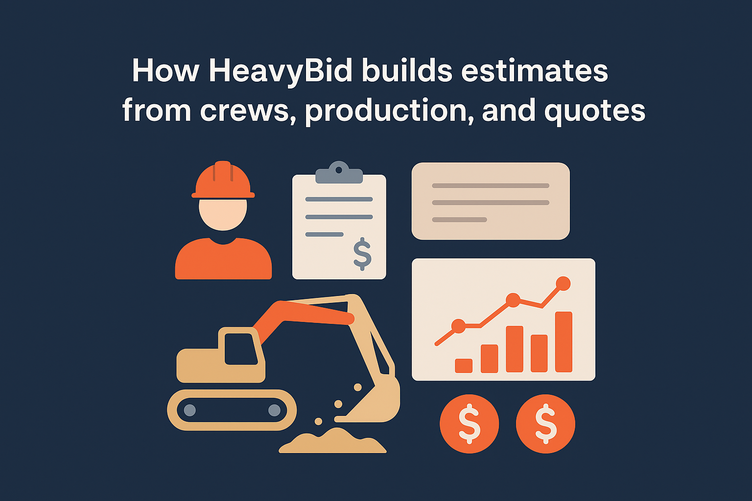 How HeavyBid builds estimates from crews, production, and quotes