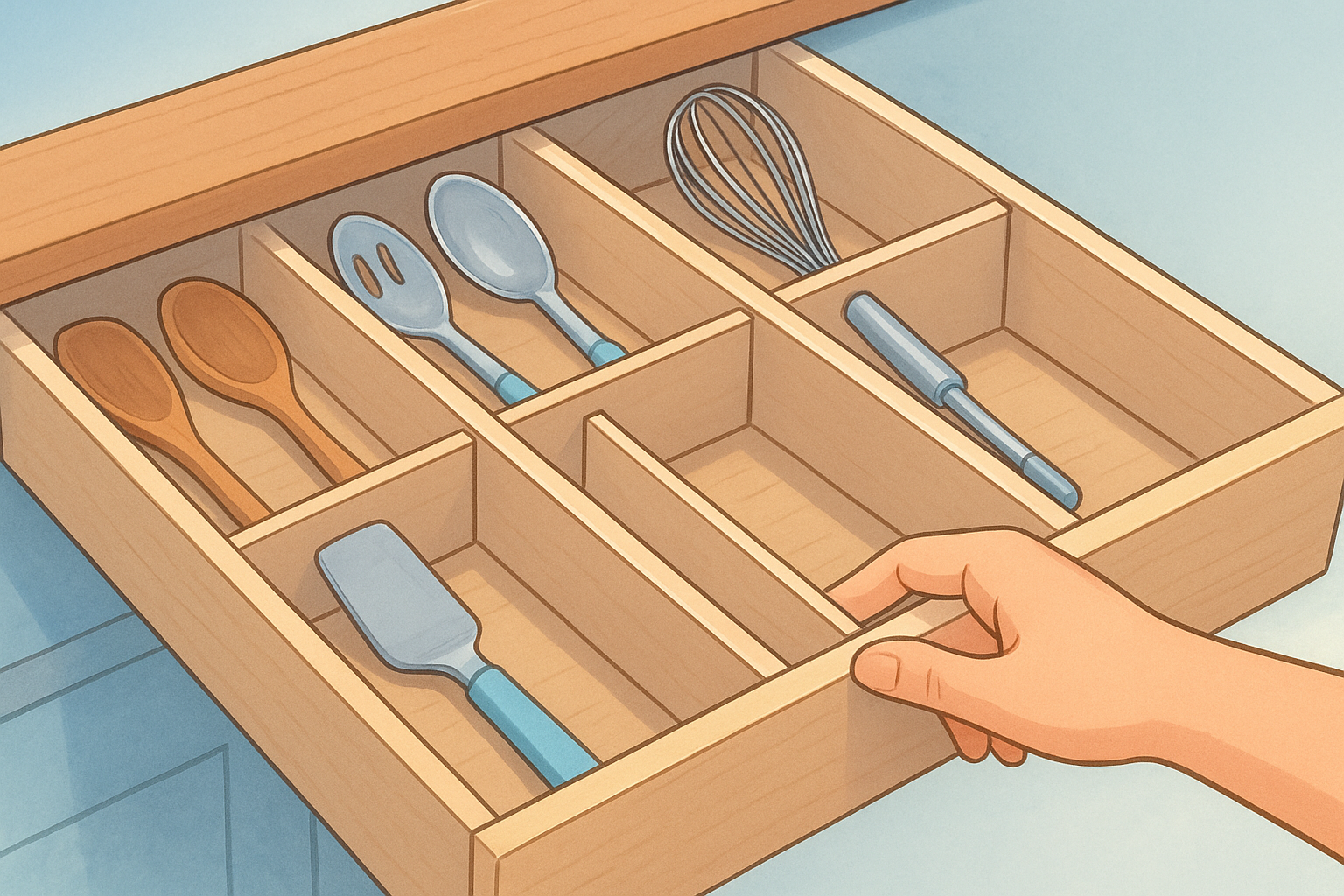Install adjustable drawer dividers