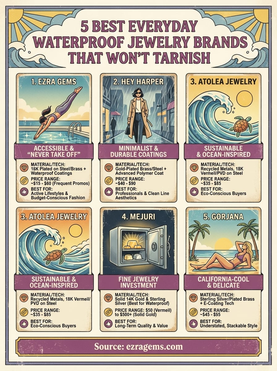 best everyday waterproof jewelry infographic