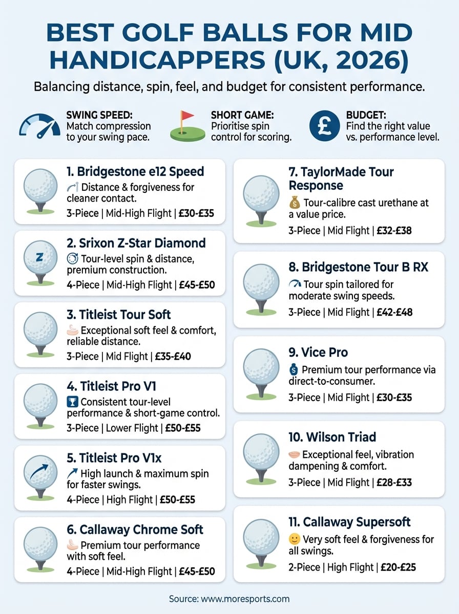 best golf balls for mid handicappers infographic