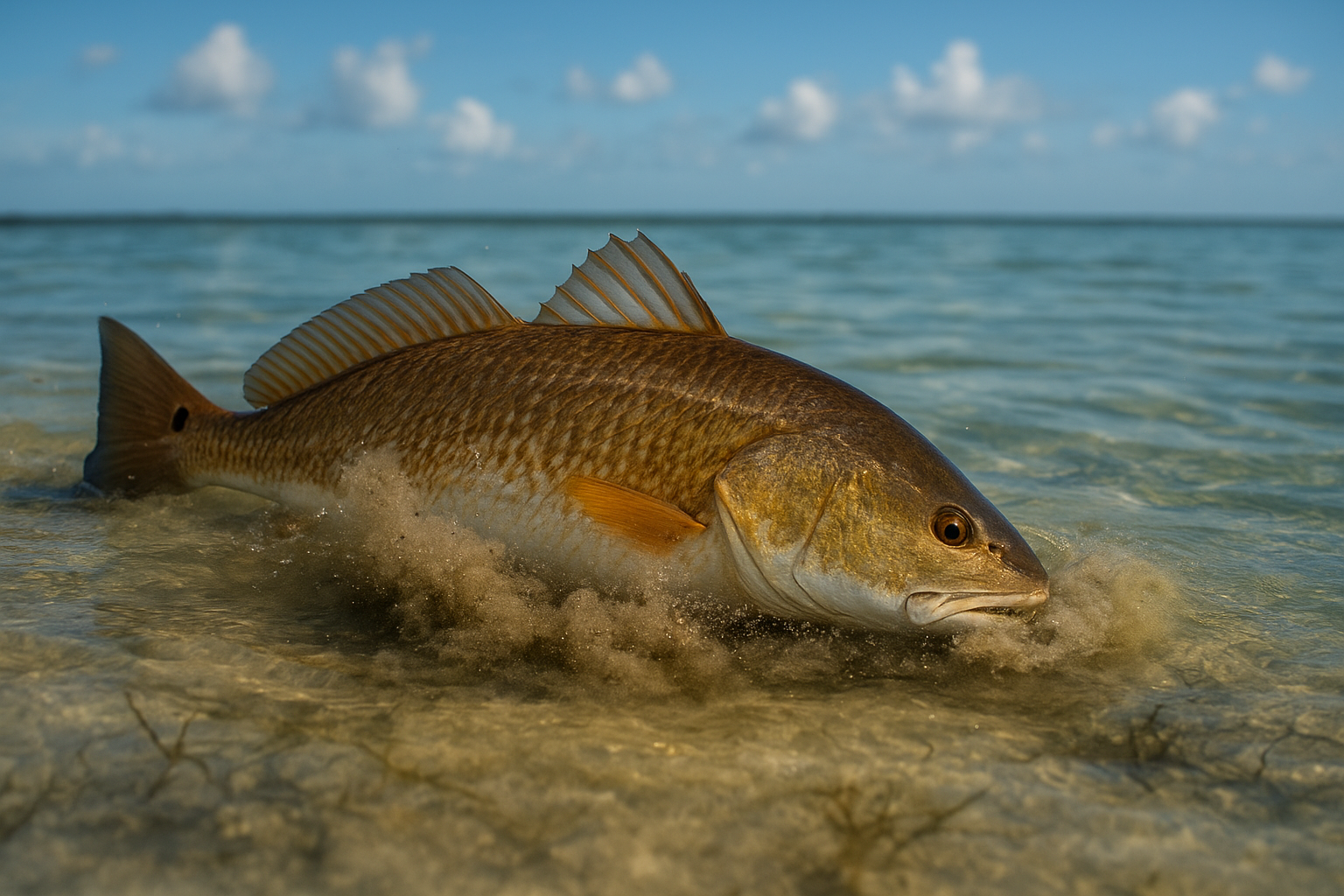 How redfish hunt in shallow water