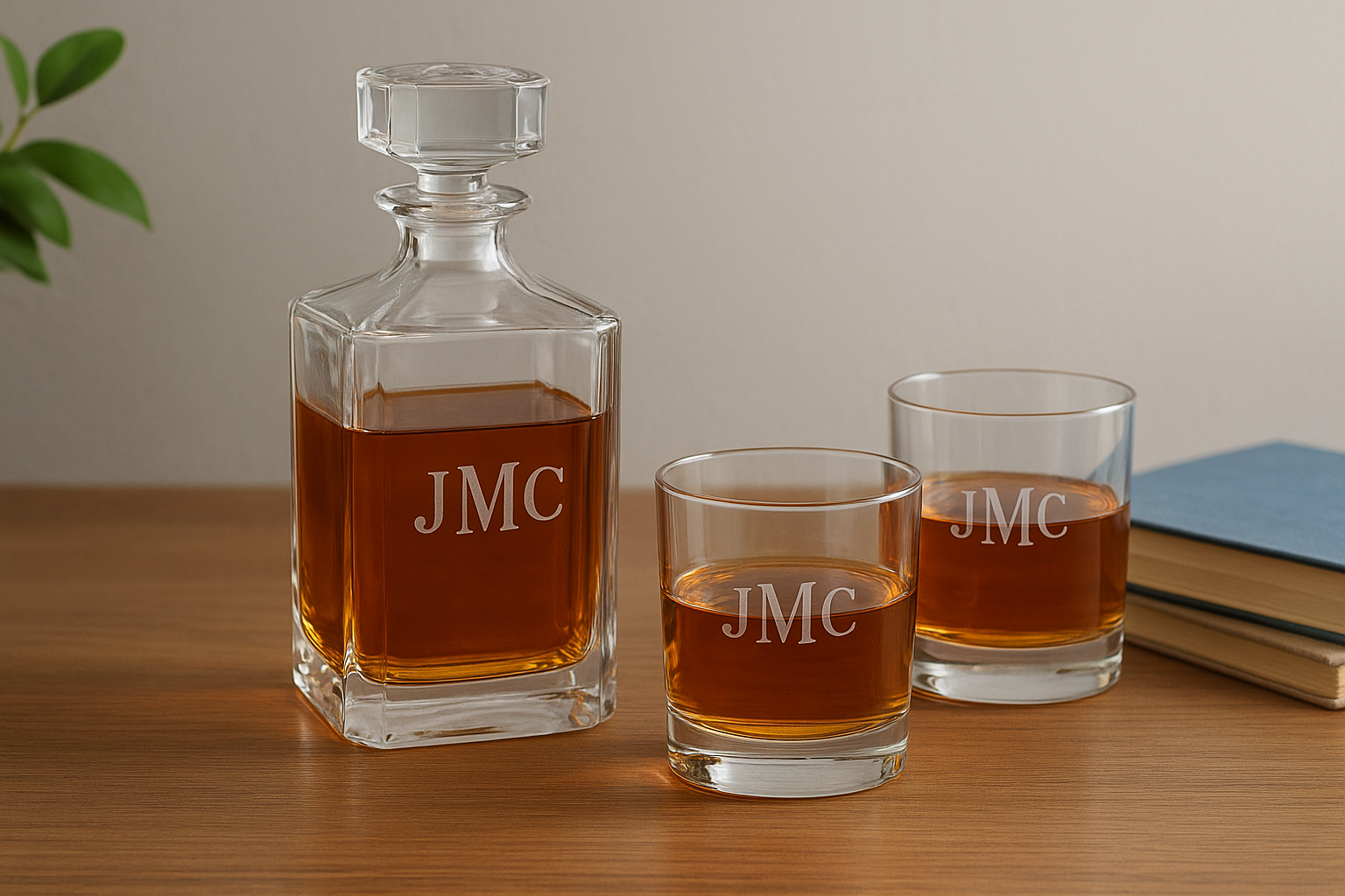 4. Personalized whiskey glass set or decanter