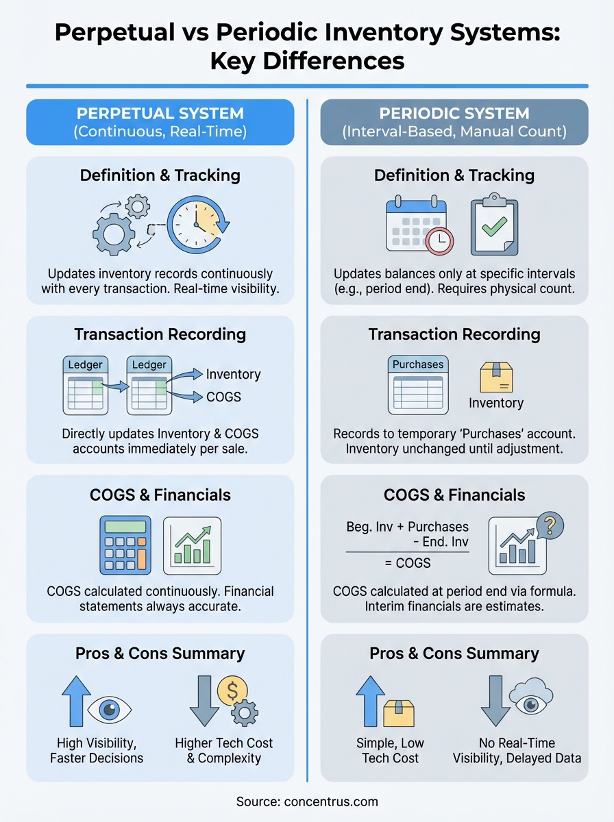 perpetual vs periodic inventory system infographic