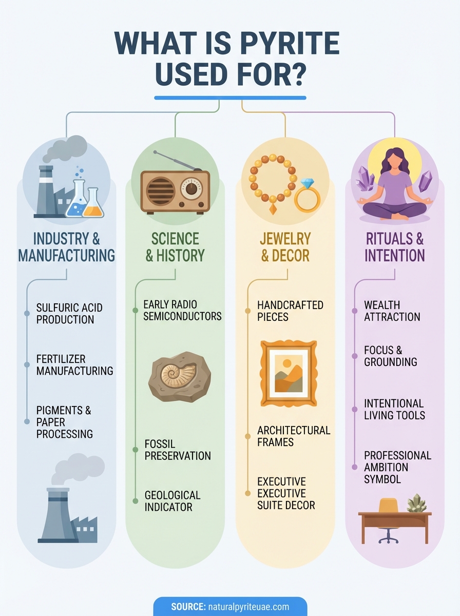 what is pyrite used for infographic