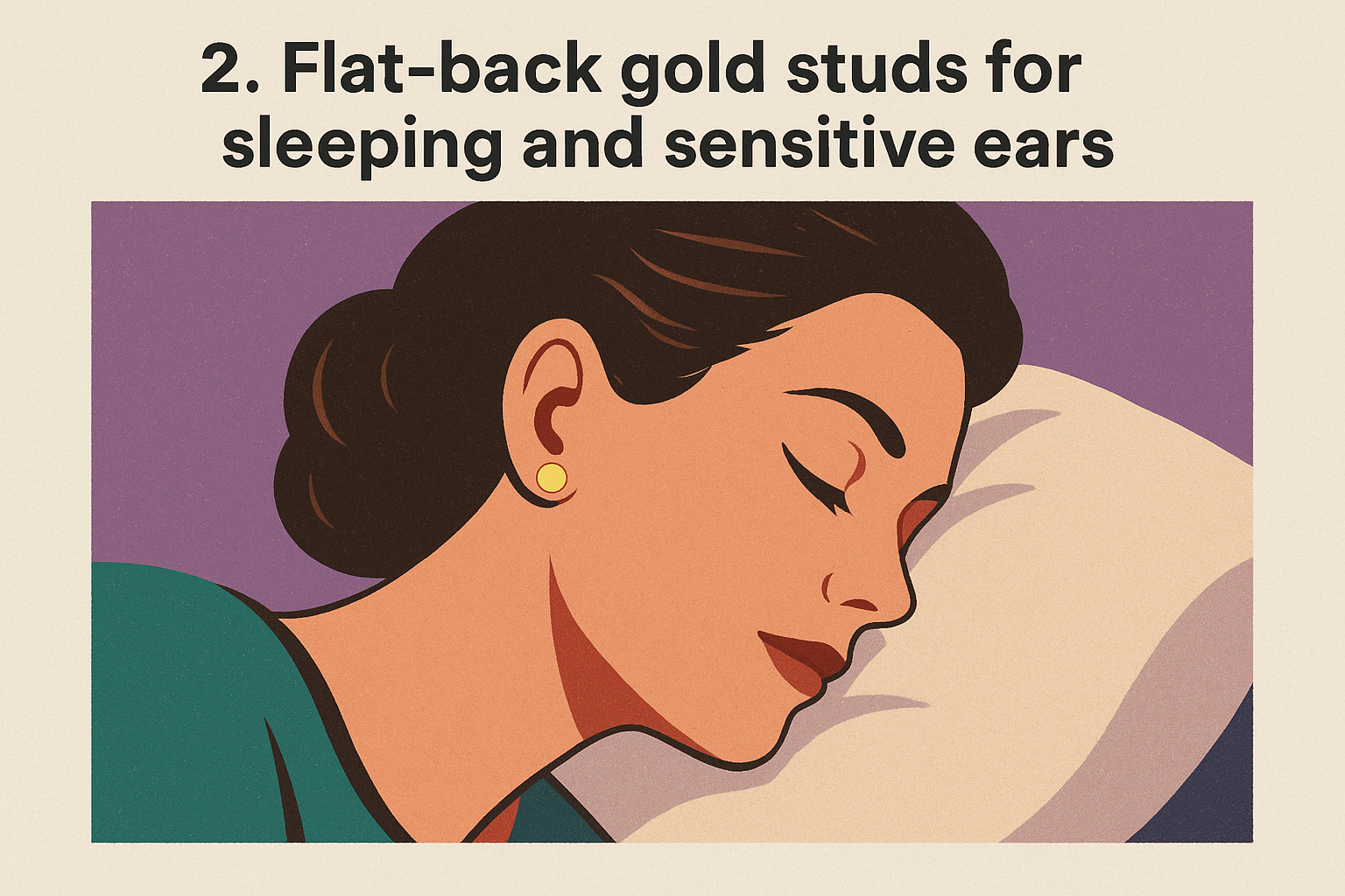 2. Flat-back gold studs for sleeping and sensitive ears