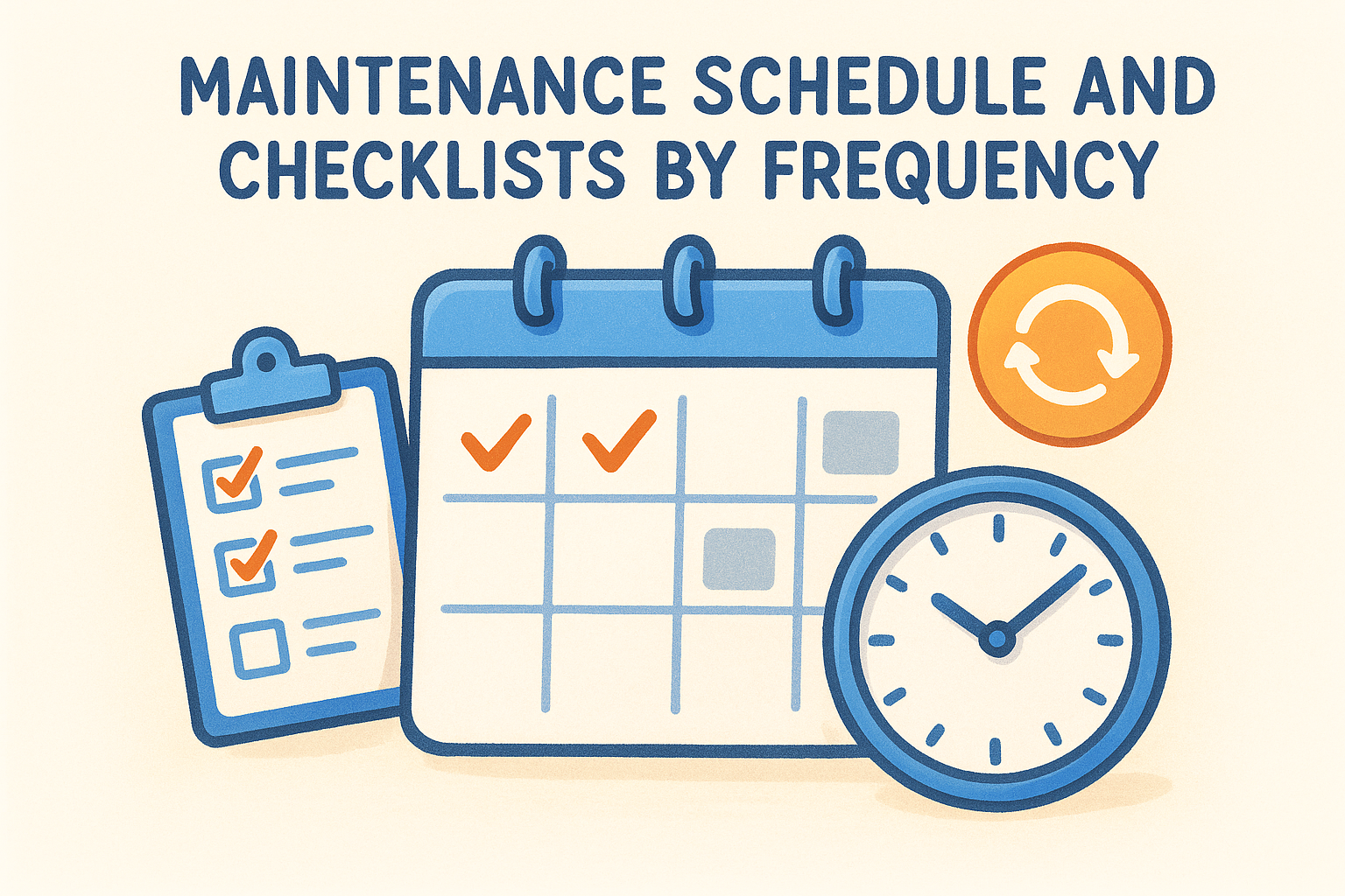 Maintenance schedule and checklists by frequency