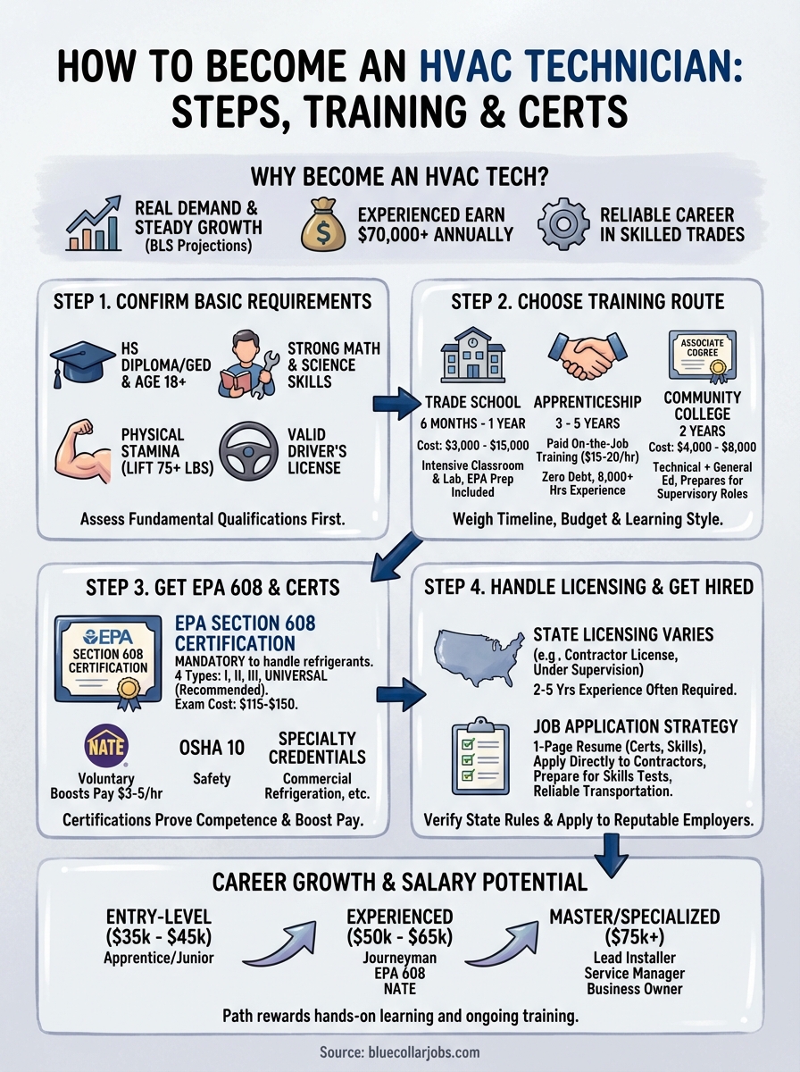 how to become an hvac technician infographic