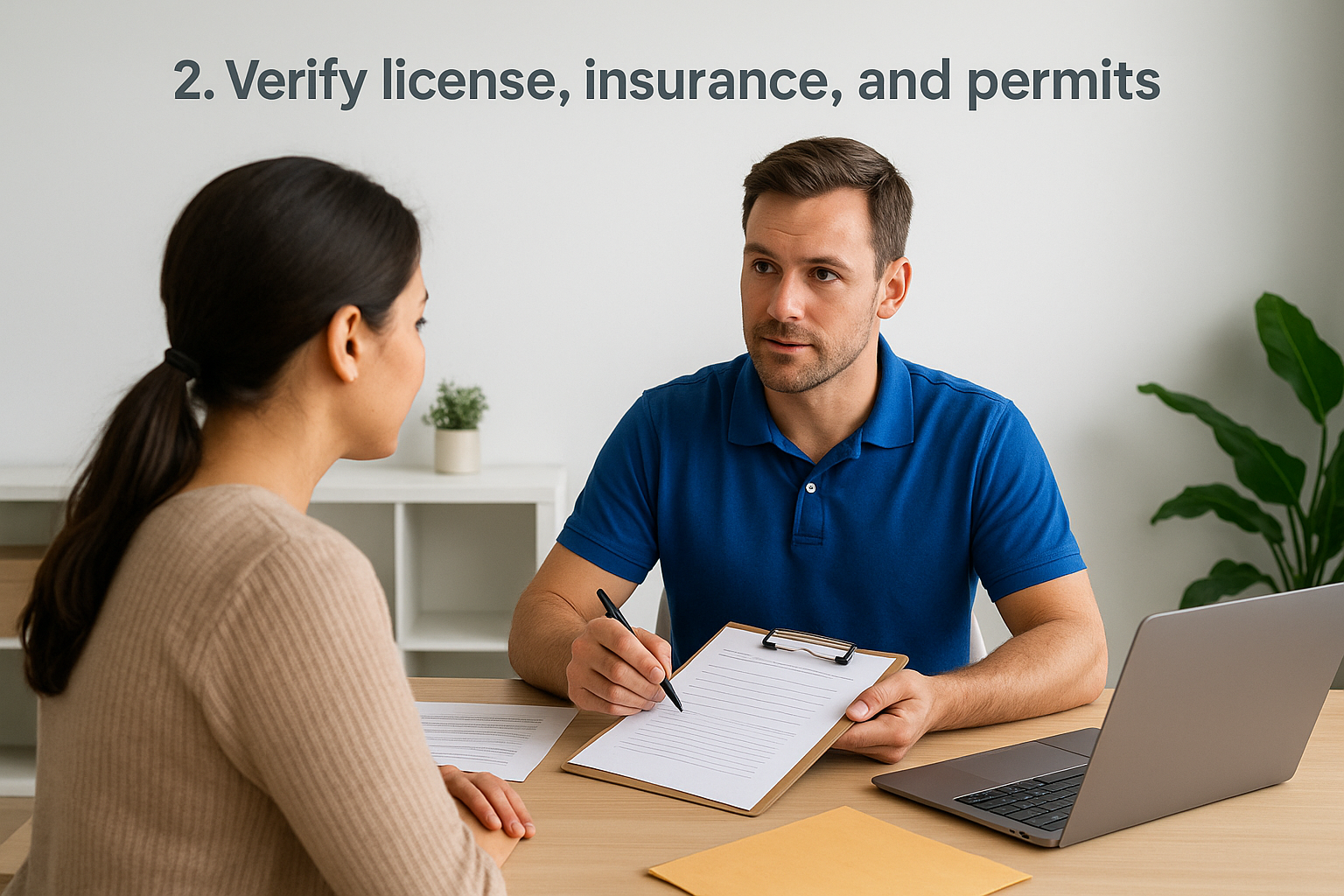 2. Verify license, insurance, and permits