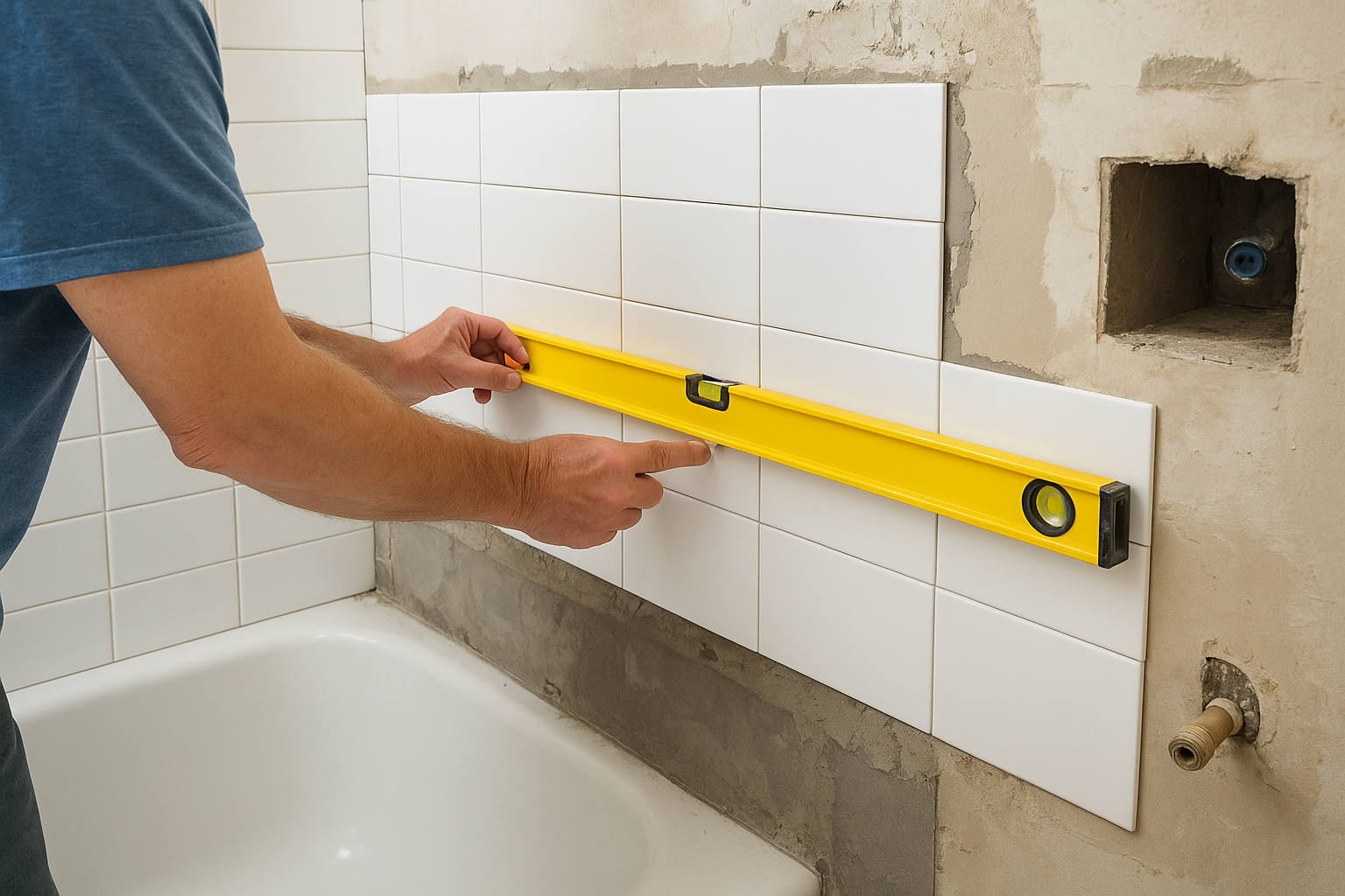 4. Review recent bathroom work up close