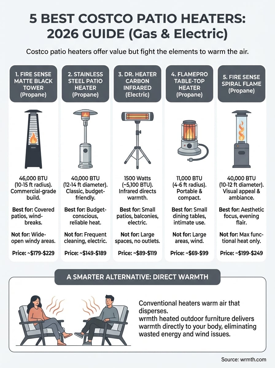 costco patio heaters infographic